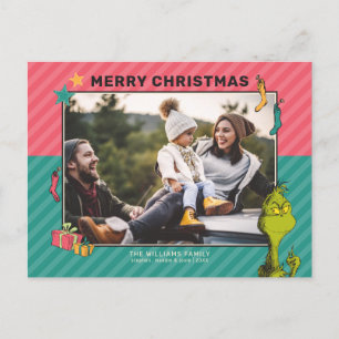 Dr. Seuss   Vintage Grinch Family Photo Holiday Postcard