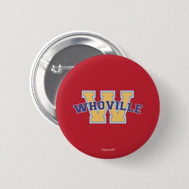Dr. Seuss | Who-ville Athletic Logo 2 Inch Round Button (Front & Back)