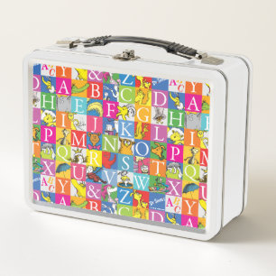 Dr. Seuss's ABC Colorful Block Letter Pattern Metal Lunch Box