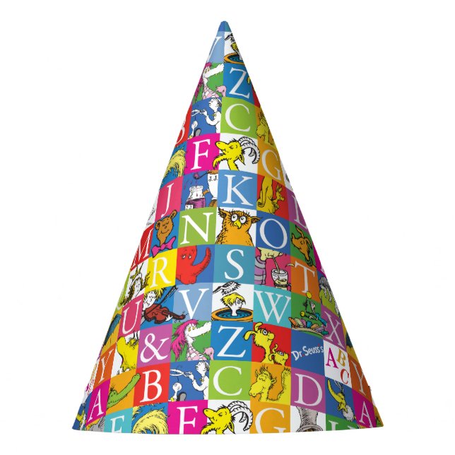 Dr. Seuss's ABC Colorful Block Letter Pattern Party Hat (Front)