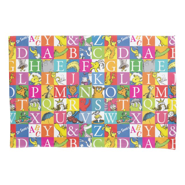Dr. Seuss's ABC Colorful Block Letter Pattern Pillowcase (Front)
