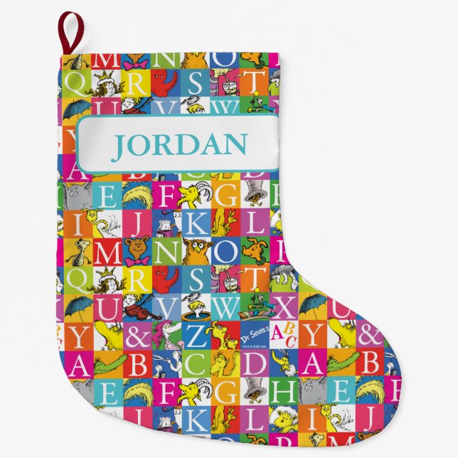 Dr. Seuss's ABC Colourful Block Letter Pattern Large Christmas Stocking (Front)