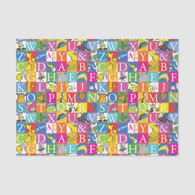 Dr. Seuss's ABC Colourful Block Letter Pattern Tissue Paper (Front)