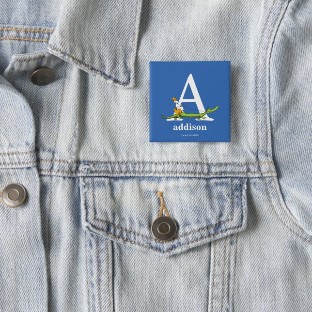 Dr. Seuss's ABC: Letter A - White | Add Your Name 2 Inch Square Button (In Situ)