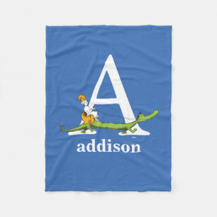 Dr. Seuss's ABC: Letter A - White   Add Your Name Fleece Blanket