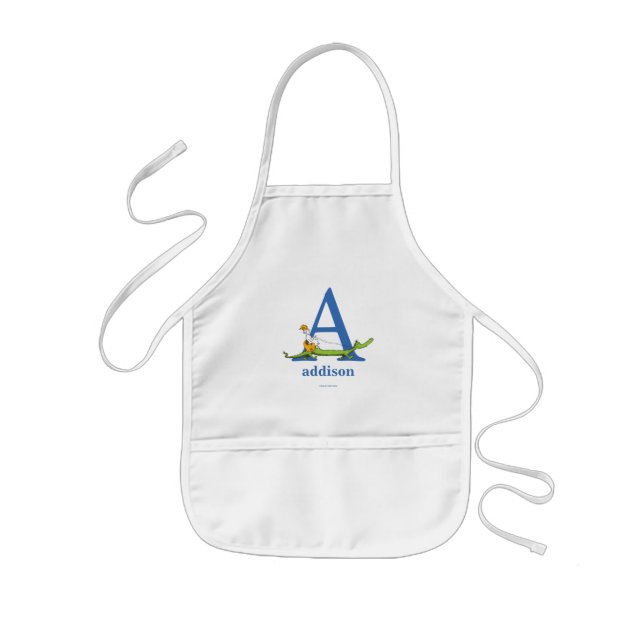 Dr. Seuss's ABC: Letter A - White | Add Your Name Kids Apron (Front)