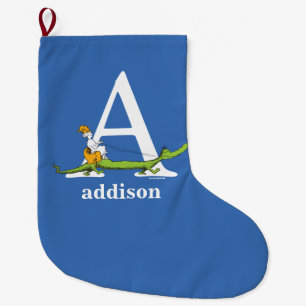 Dr. Seuss's ABC: Letter A - White   Add Your Name Large Christmas Stocking