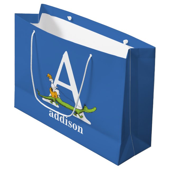 Dr. Seuss's ABC: Letter A - White | Add Your Name Large Gift Bag (Front Angled)
