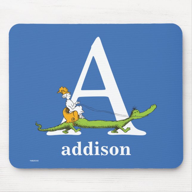Dr. Seuss's ABC: Letter A - White | Add Your Name Mouse Pad (Front)