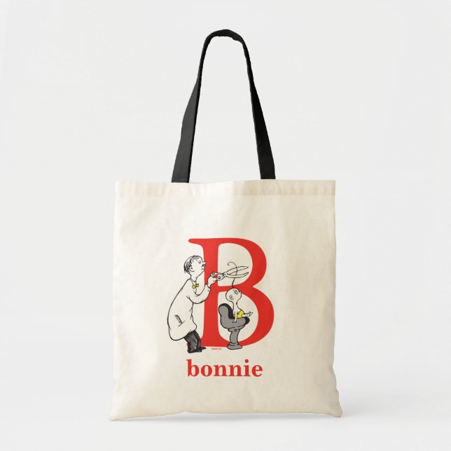 Dr. Seuss's ABC: Letter B - Red | Add Your Name Tote Bag (Front)