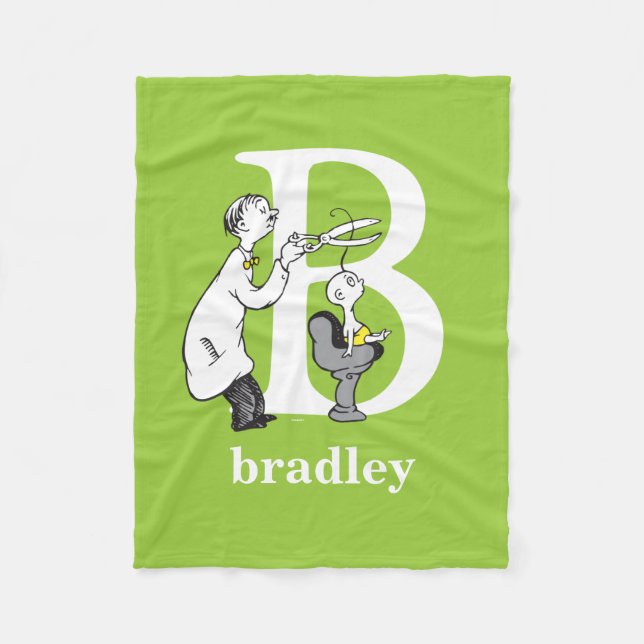 Dr. Seuss's ABC: Letter B - White | Add Your Name Fleece Blanket (Front)