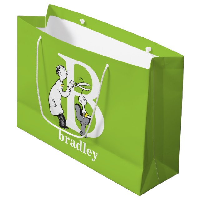 Dr. Seuss's ABC: Letter B - White | Add Your Name Large Gift Bag (Front Angled)