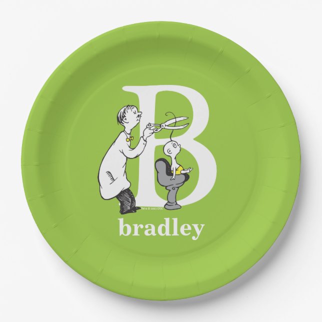 Dr. Seuss's ABC: Letter B - White | Add Your Name Paper Plate (Front)