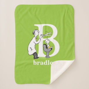 Dr. Seuss's ABC: Letter B - White   Add Your Name Sherpa Blanket