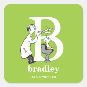 Dr. Seuss's ABC: Letter B - White   Add Your Name Square Sticker