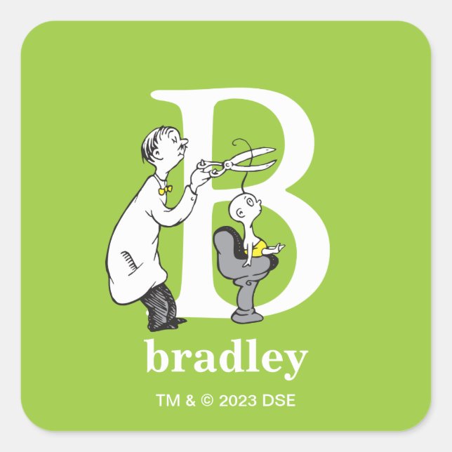 Dr. Seuss's ABC: Letter B - White | Add Your Name Square Sticker (Front)