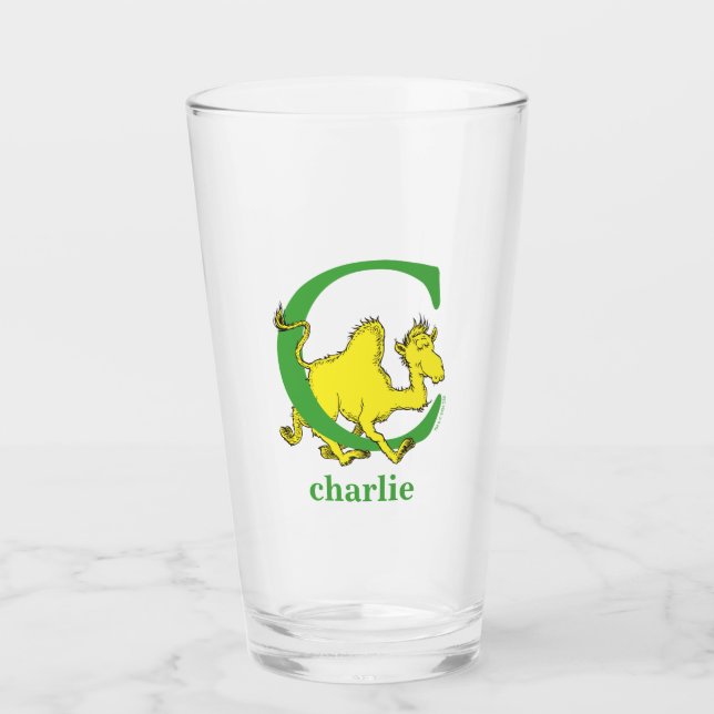 Dr. Seuss's ABC: Letter C - Green | Add Your Name Glass (Front)
