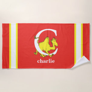 Dr. Seuss's ABC: Letter C - White   Add Your Name Beach Towel