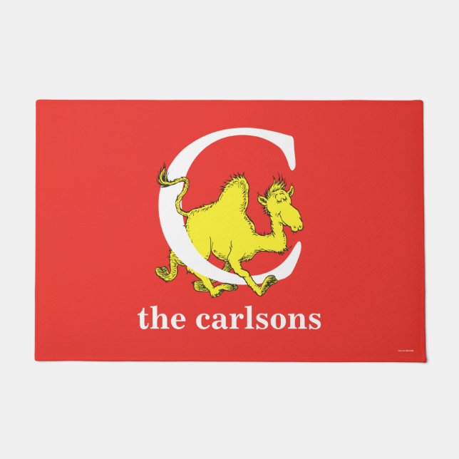 Dr. Seuss's ABC: Letter C - White | Add Your Name Doormat (Front)