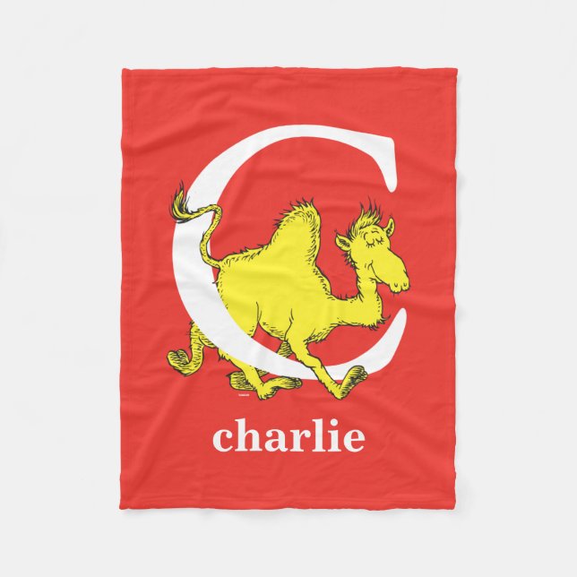 Dr. Seuss's ABC: Letter C - White | Add Your Name Fleece Blanket (Front)
