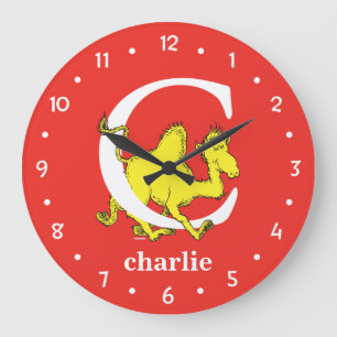 Dr. Seuss's ABC: Letter C - White   Add Your Name Large Clock
