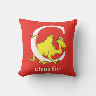 Dr. Seuss's ABC: Letter C - White Add Your Name Throw Pillow