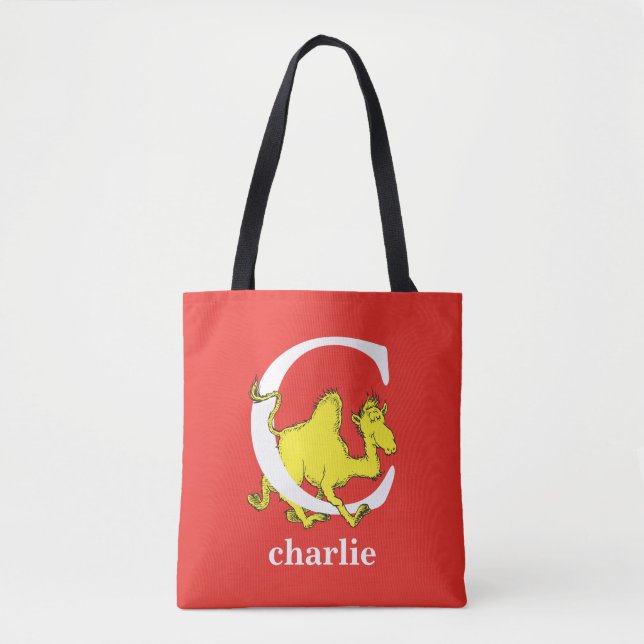 Dr. Seuss's ABC: Letter C - White | Add Your Name Tote Bag (Front)