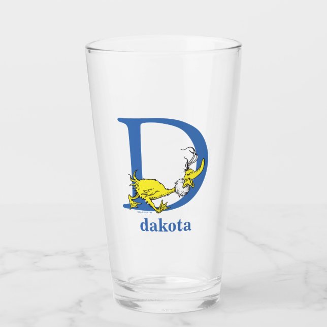 Dr. Seuss's ABC: Letter D - Blue | Add Your Name Glass (Front)