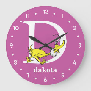 Dr. Seuss's ABC: Letter D - White   Add Your Name Large Clock