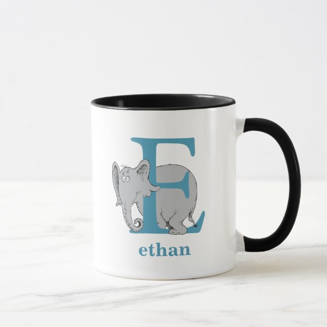 Dr. Seuss's ABC: Letter E - Blue | Add Your Name Mug (Right)