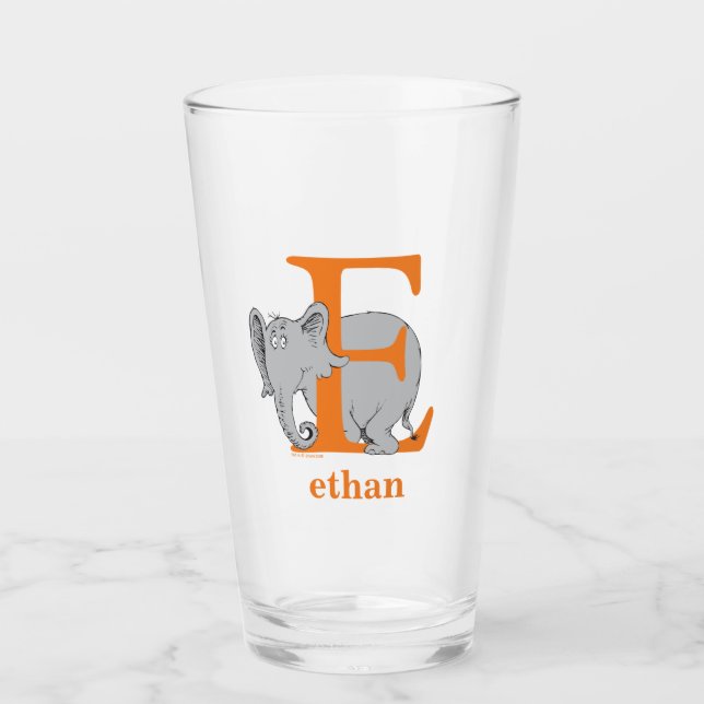 Dr. Seuss's ABC: Letter E - Orange | Add Your Name Glass (Front)