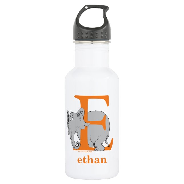 Dr. Seuss's ABC: Letter E - White | Add Your Name 532 Ml Water Bottle (Front)