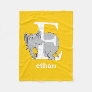 Dr. Seuss's ABC: Letter E - White   Add Your Name Fleece Blanket
