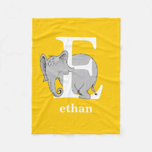 Dr. Seuss's ABC: Letter E - White | Add Your Name Fleece Blanket (Front)