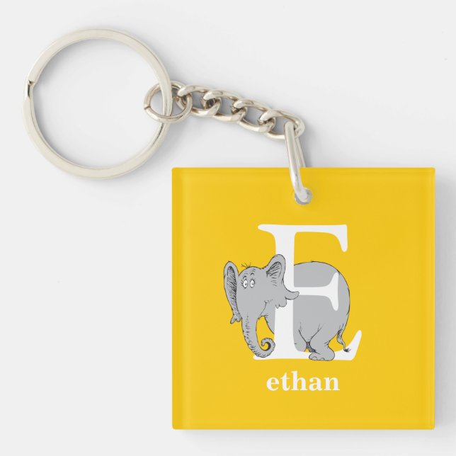 Dr. Seuss's ABC: Letter E - White | Add Your Name Keychain (Front)