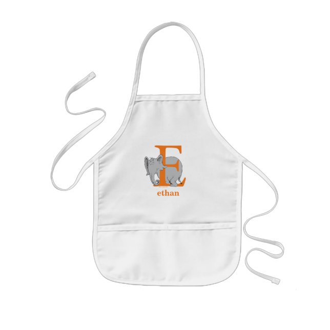 Dr. Seuss's ABC: Letter E - White | Add Your Name Kids Apron (Front)