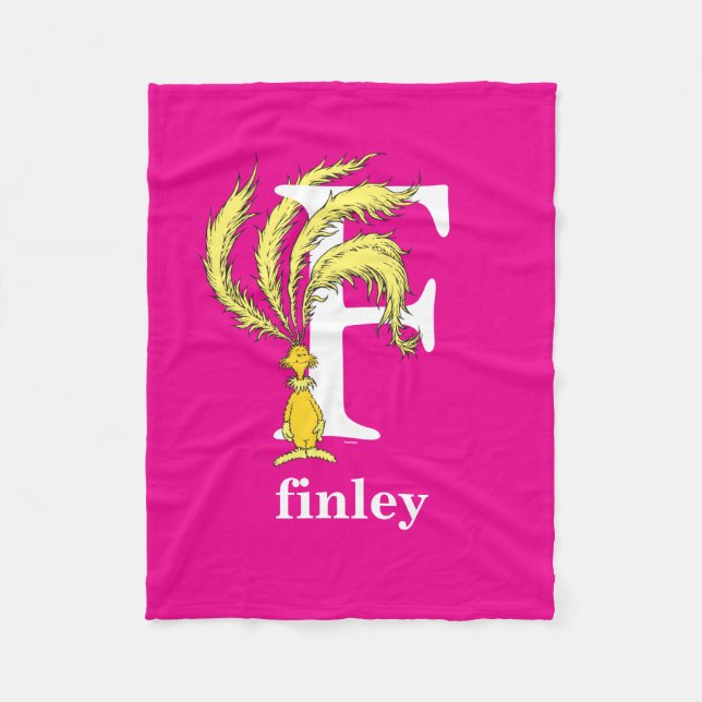 Dr. Seuss's ABC: Letter F - White | Add Your Name Fleece Blanket (Front)