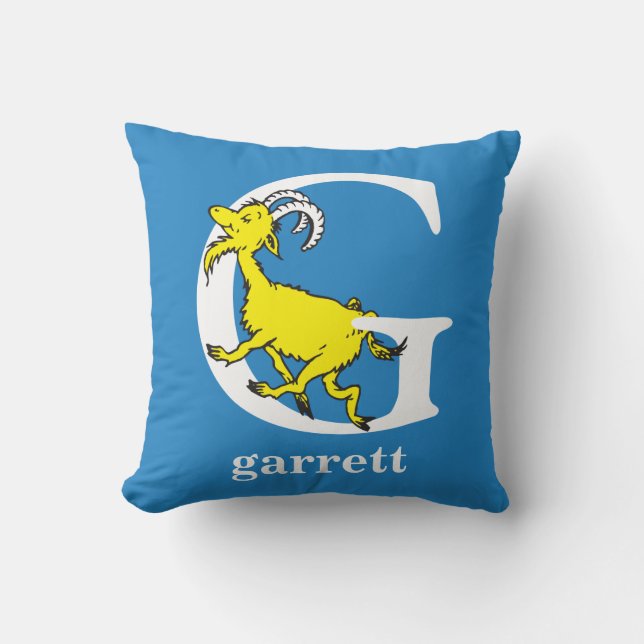 Dr. Seuss's ABC: Letter G - White | Add Your Name Throw Pillow (Front)