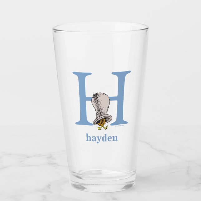 Dr. Seuss's ABC: Letter H - Blue | Add Your Name Glass (Front)