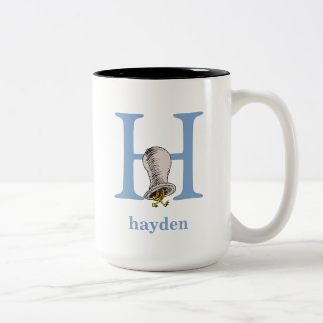 Dr. Seuss's ABC: Letter H - Blue | Add Your Name Two-Tone Coffee Mug (Right)