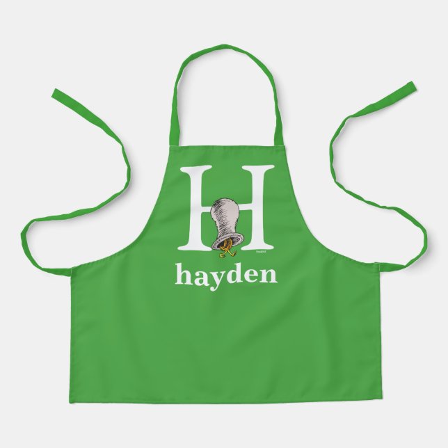 Dr. Seuss's ABC: Letter H - White | Add Your Name Apron (Front)