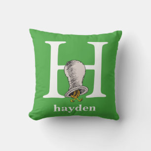 Dr. Seuss's ABC: Letter H - White Add Your Name Throw Pillow