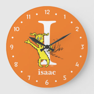 Dr. Seuss's ABC: Letter I - White   Add Your Name Large Clock