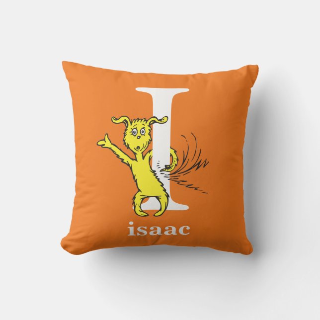Dr. Seuss's ABC: Letter I - White | Add Your Name Throw Pillow (Front)