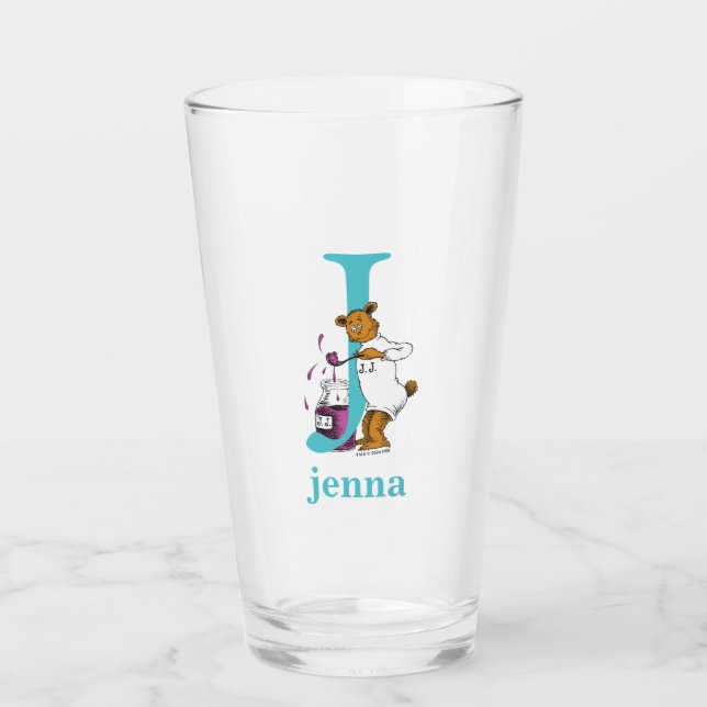 Dr. Seuss's ABC: Letter J - Teal | Add Your Name Glass (Front)