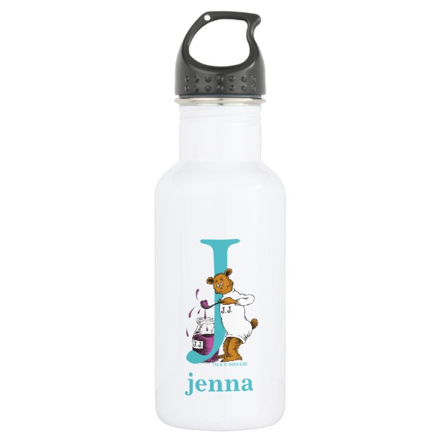 Dr. Seuss's ABC: Letter J - White | Add Your Name 532 Ml Water Bottle (Front)