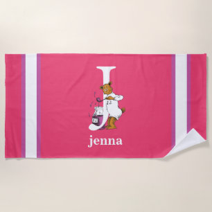 Dr. Seuss's ABC: Letter J - White Add Your Name Beach Towel