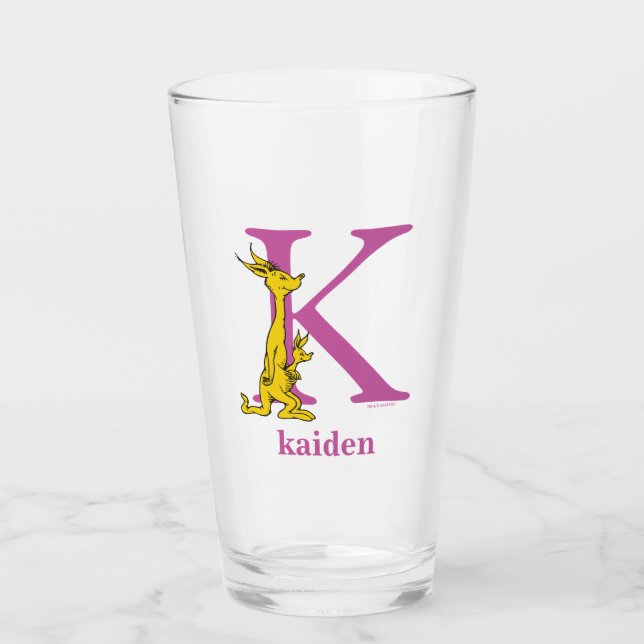Dr. Seuss's ABC: Letter K - Purple | Add Your Name Glass (Front)