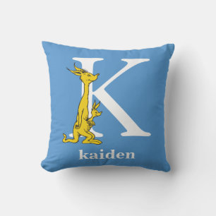 Dr. Seuss's ABC: Letter K - White Add Your Name Throw Pillow