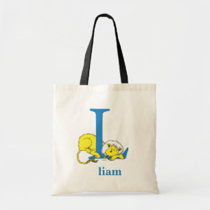 Dr. Seuss's ABC: Letter L - Blue Add Your Name Tote Bag
